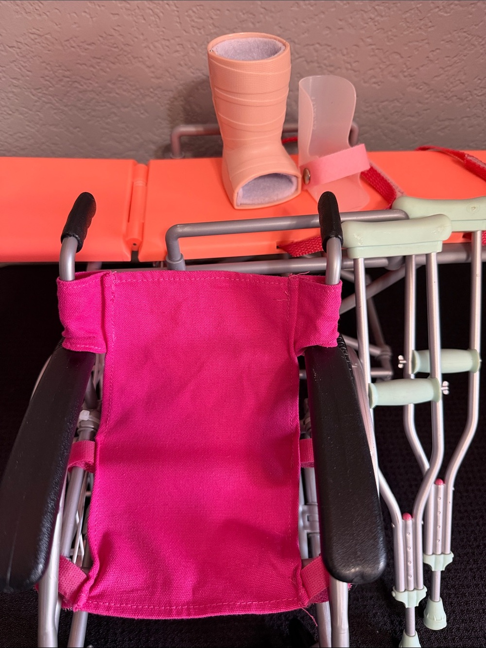 Our Generation 18” Dolls Gurney Hospital Bed Wheelchair Crutches & Cast Medical - Picture 15 of 15